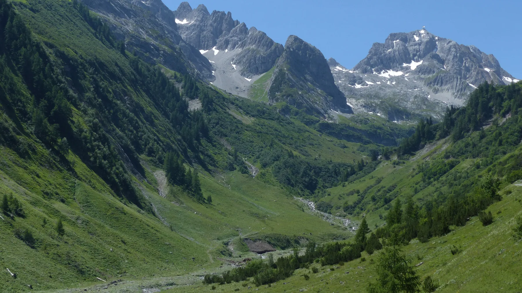 Sommer im Almajurtal mit Blick zur Valluga